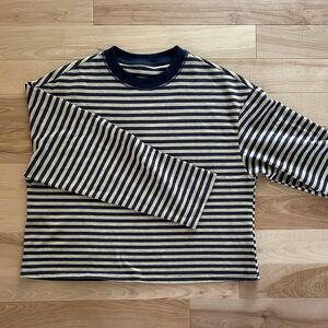 Striped Long Sleeve Tee in Navy and Cream